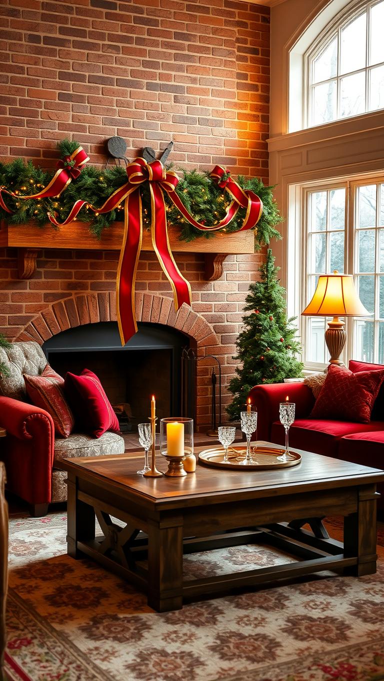 27. Red and Gold Ribbon Swag