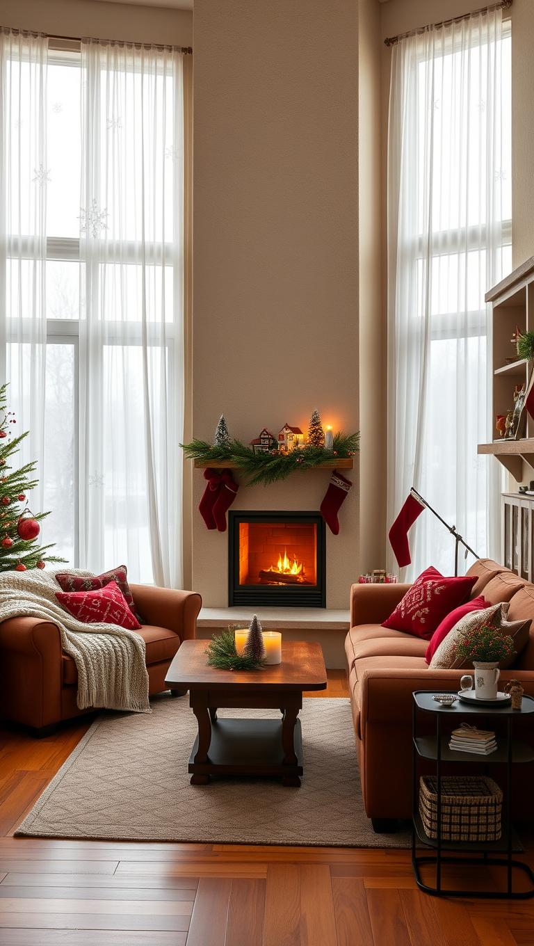 27. Window Treatments with Snowy Sheer Curtains