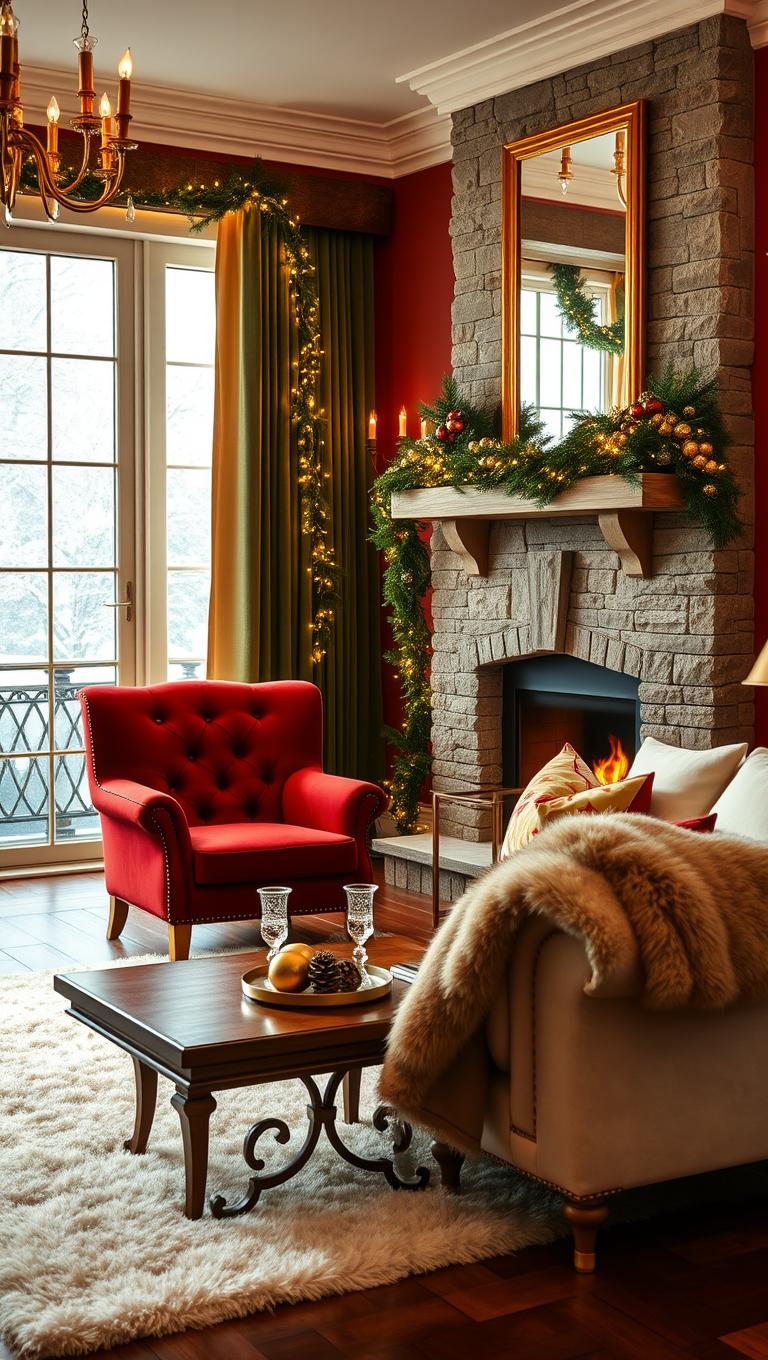 28. Accent Chair Upholstery in Red Velvet