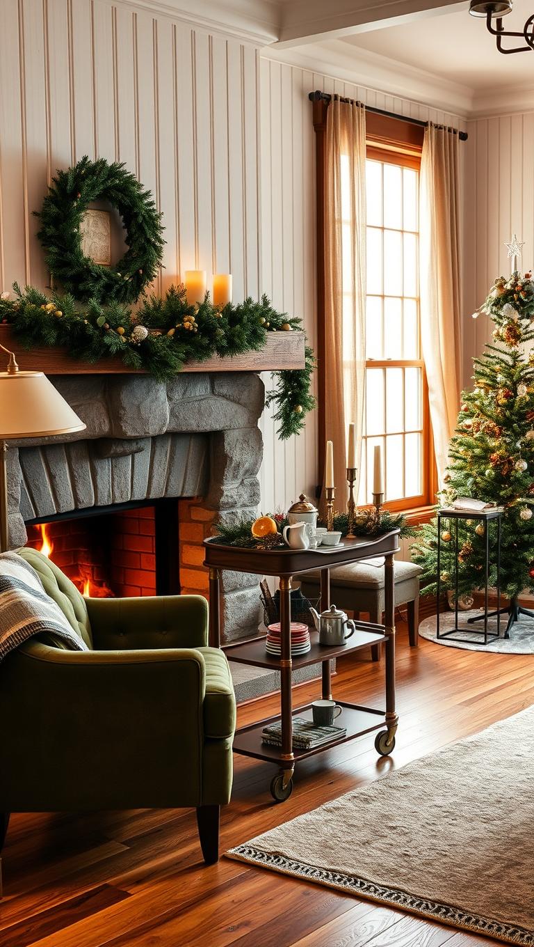 28. Vintage Cocoa Bar Cart as a Cozy Nook