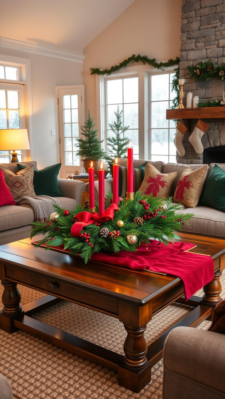 3. Red and Green Traditional Centerpiece