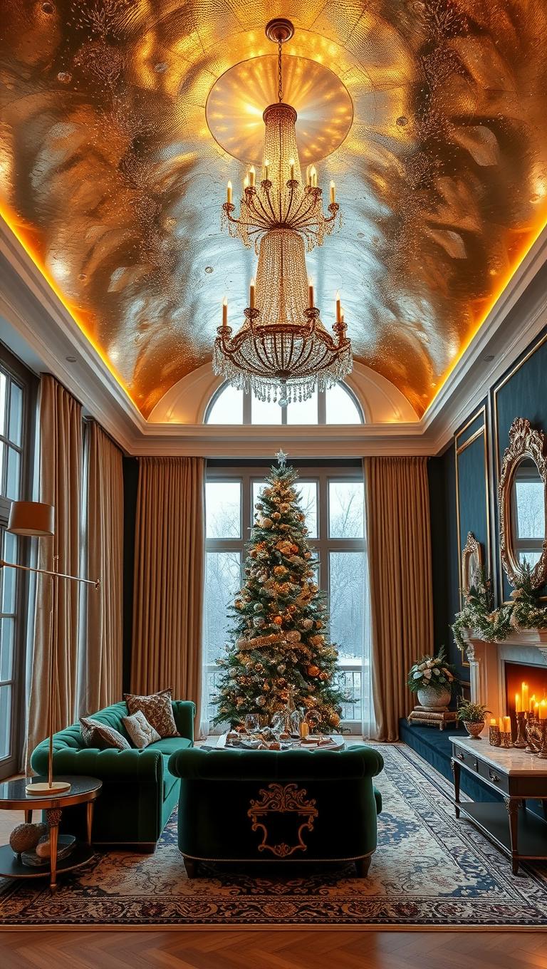 30. Sparkling Metallic Ceiling Treatment