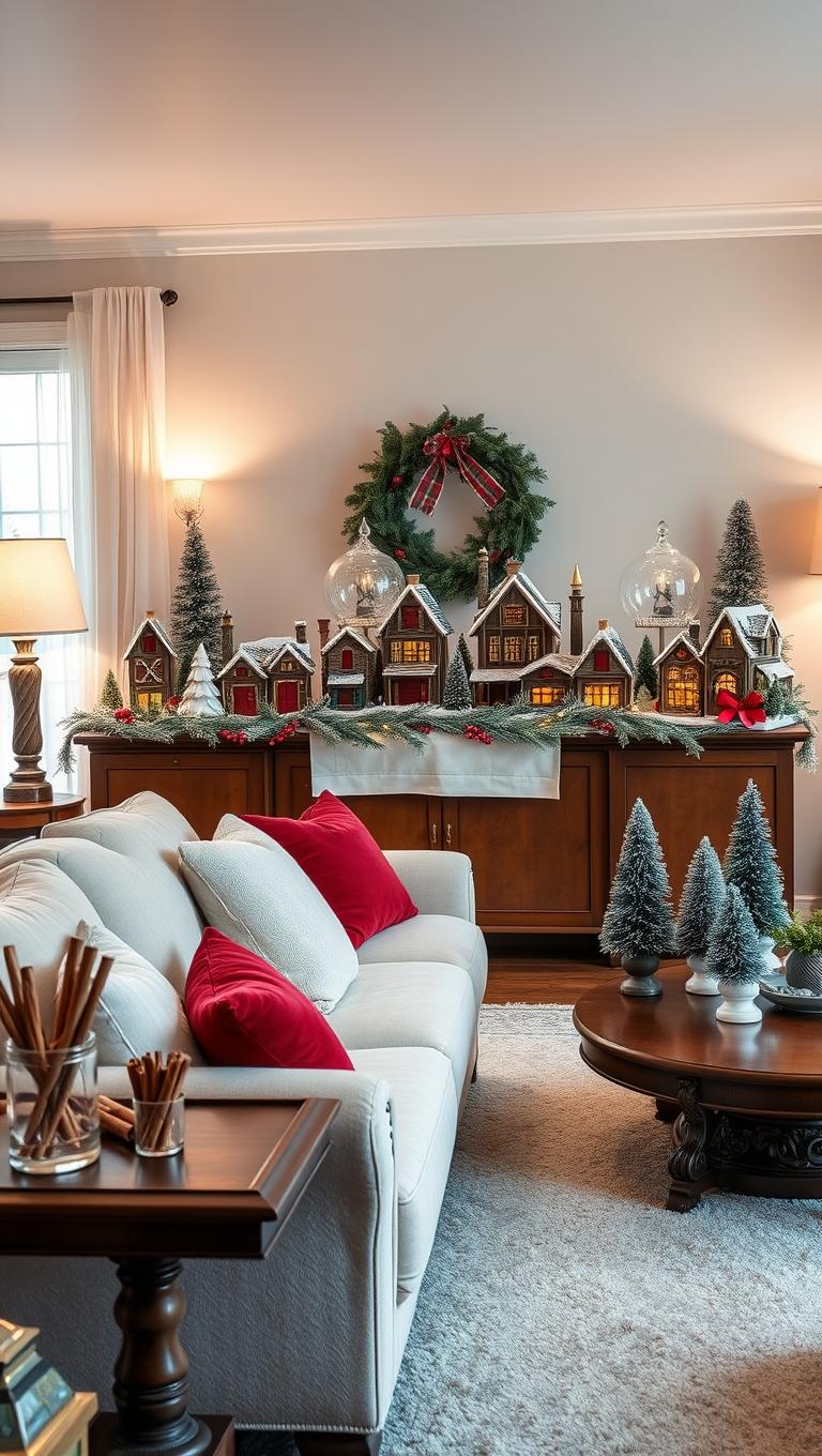 31. Christmas Village Display on Console