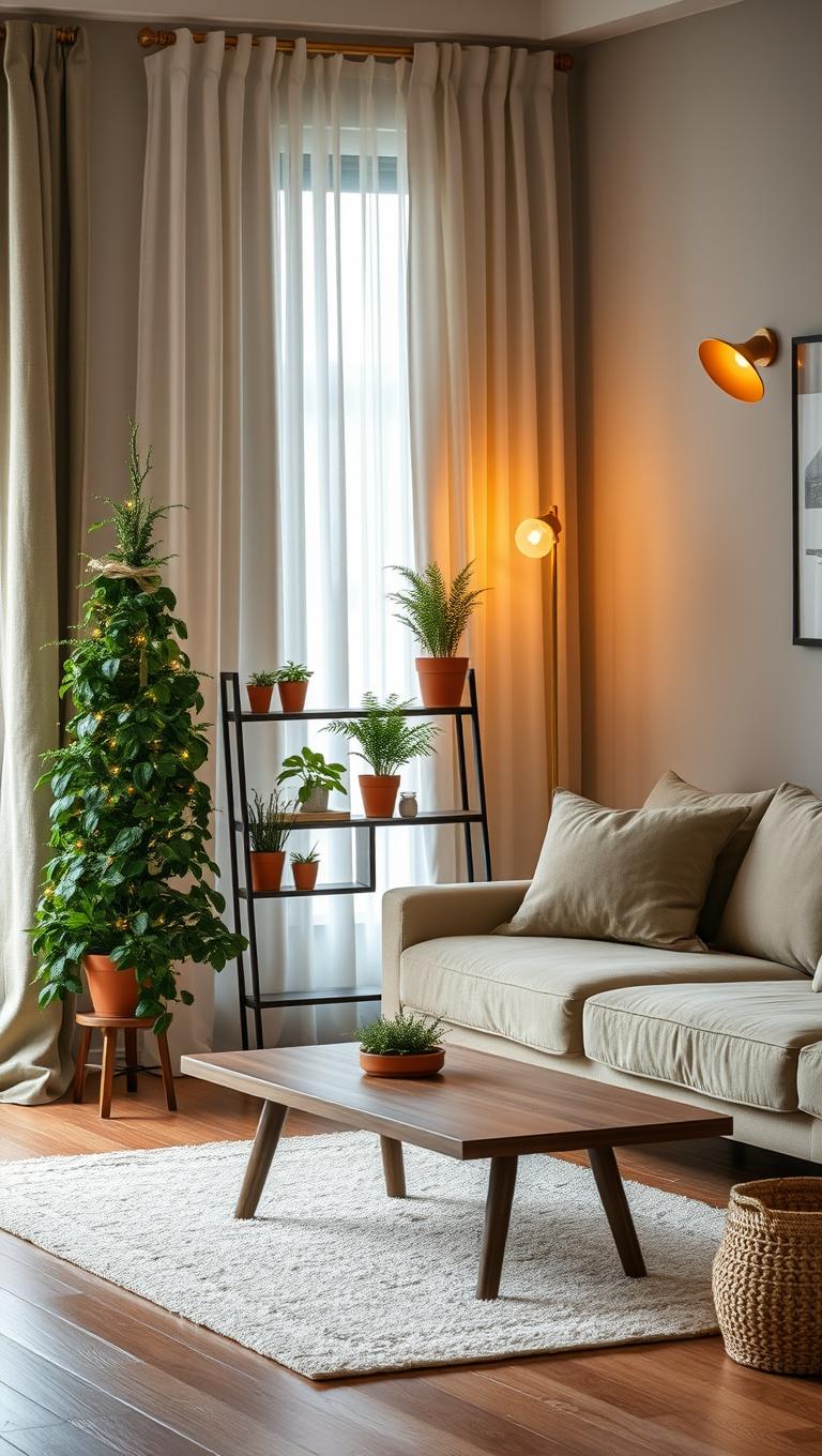 32. Beside a plant shelf to mix greens