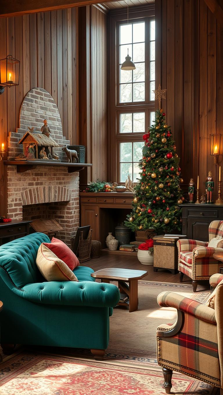 32. Painted Wooden Nativity Scene as a Focal Point