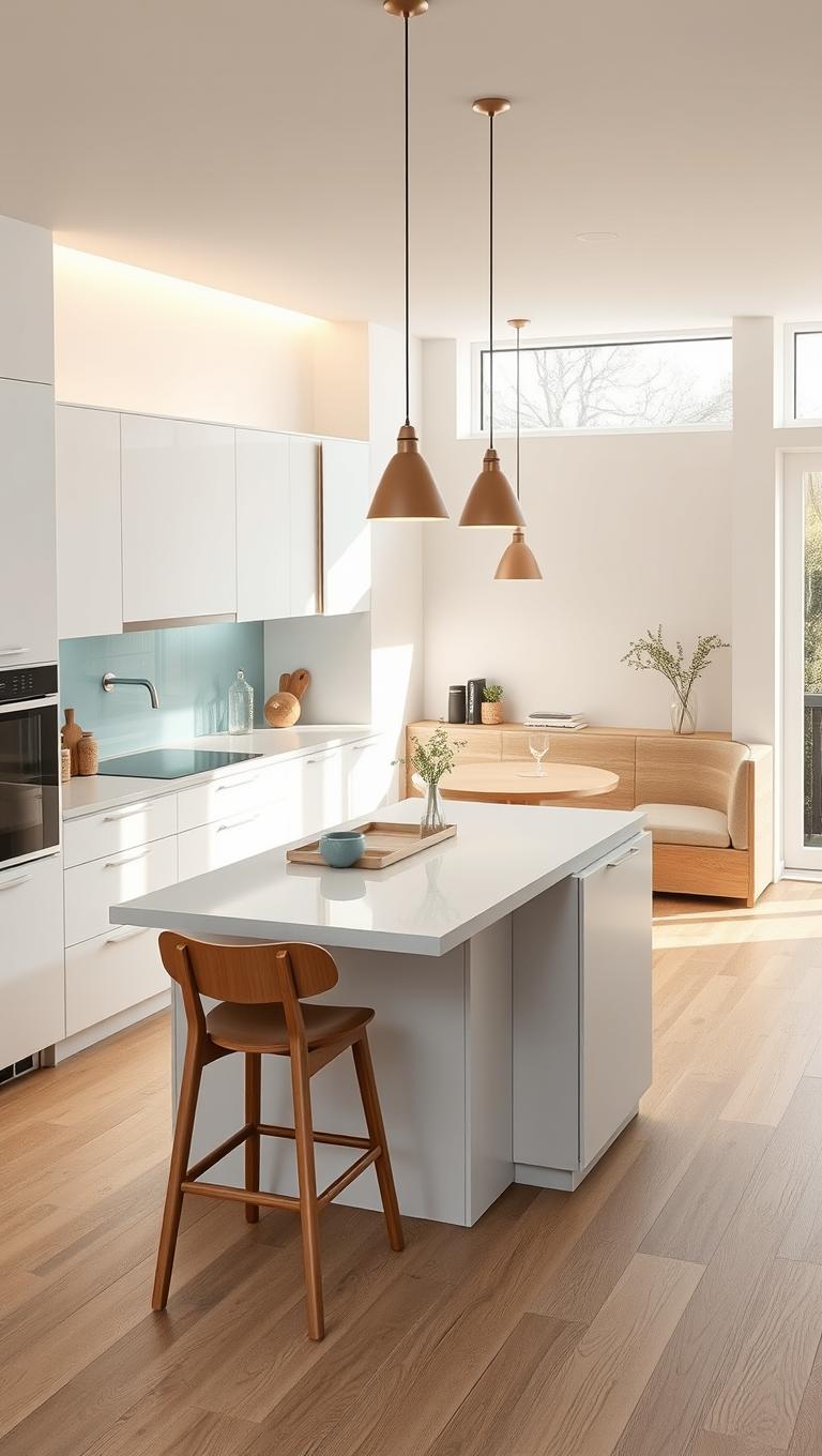 32.  Seamless transition between kitchen and dining area