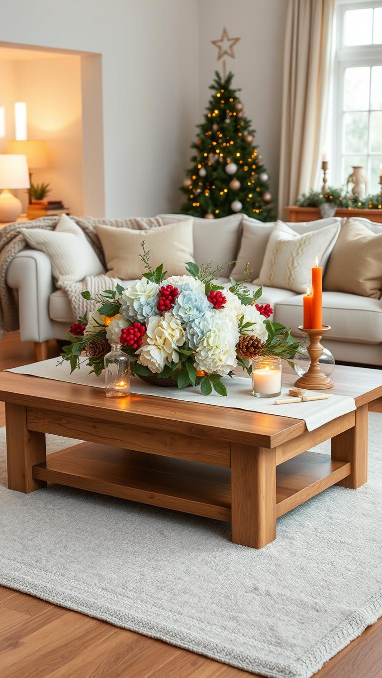 33. Hydrangea and Berry Centerpiece