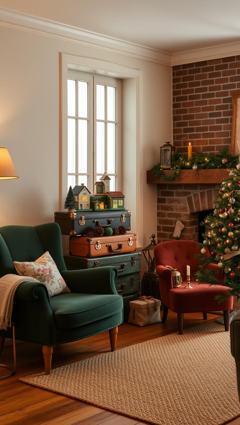 33. Upcycled Suitcase Stack as a Decor Shelf