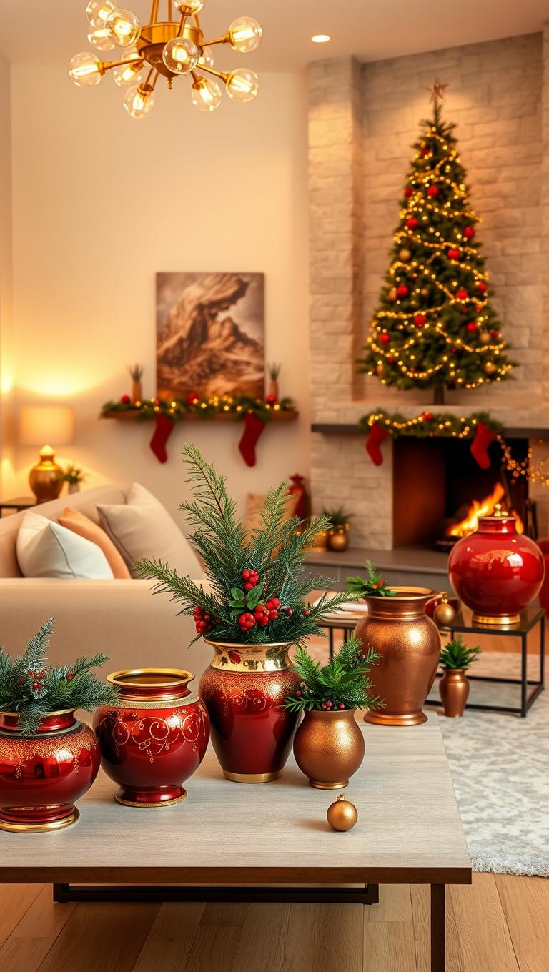 34. Red and Gold Planters and Pots