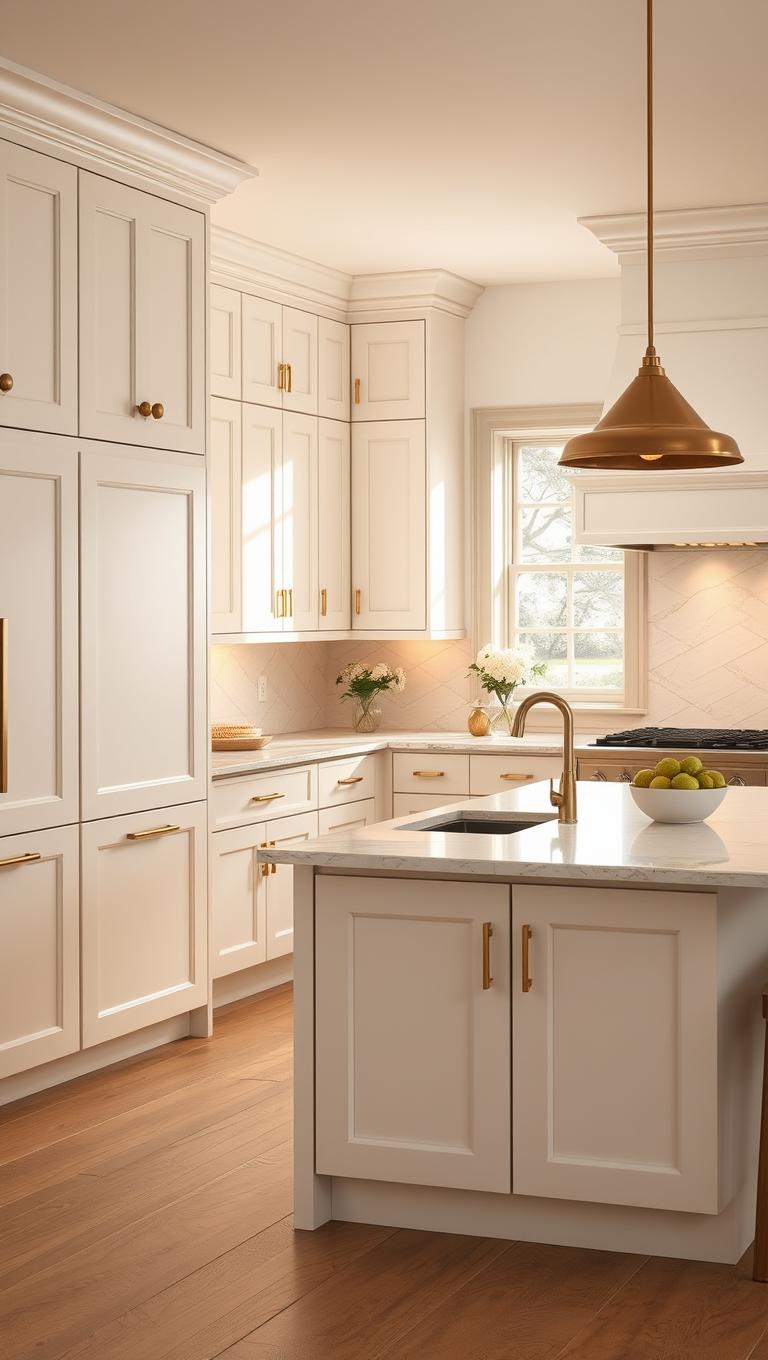 34. Warm White with Brass Hardware