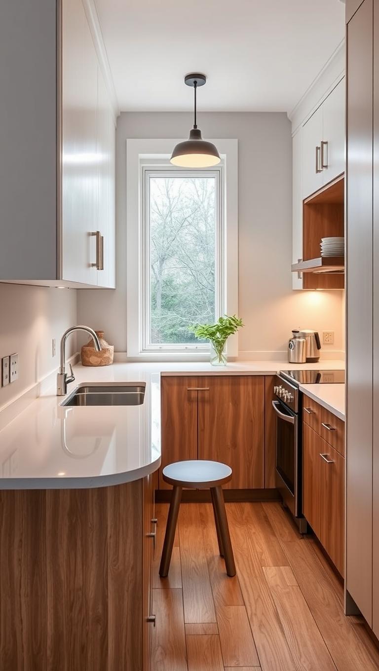 35.  Accessible height counters and seating at the edge of the U