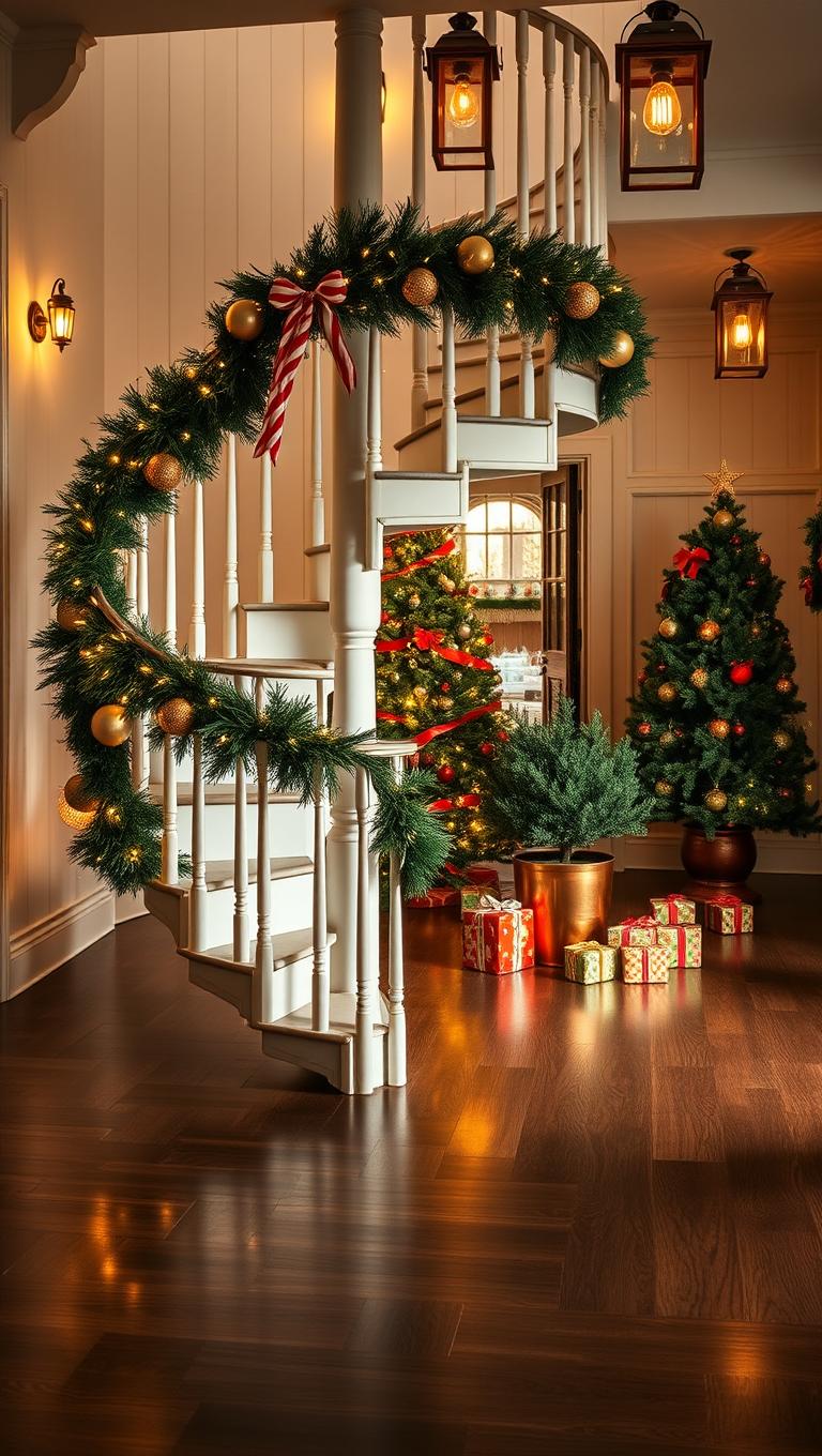 35. Spiral Staircase with Garland and Lights