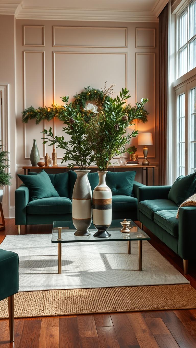 36. Greenery in Decorative Vases