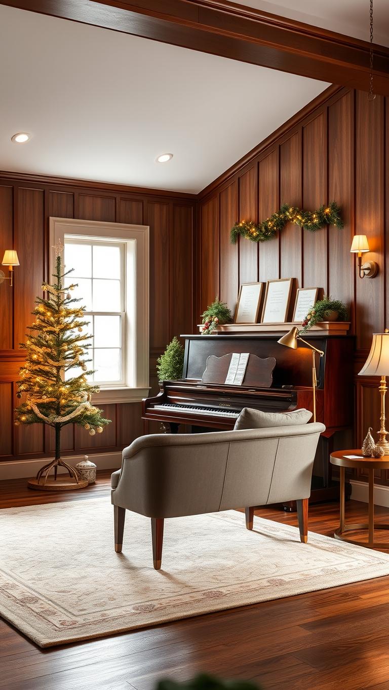 38. Music Room with Seasonal Decor and Subtle Lighting