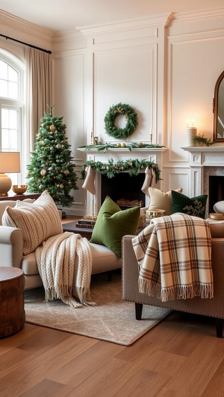 39. Textured throws and layered pillows