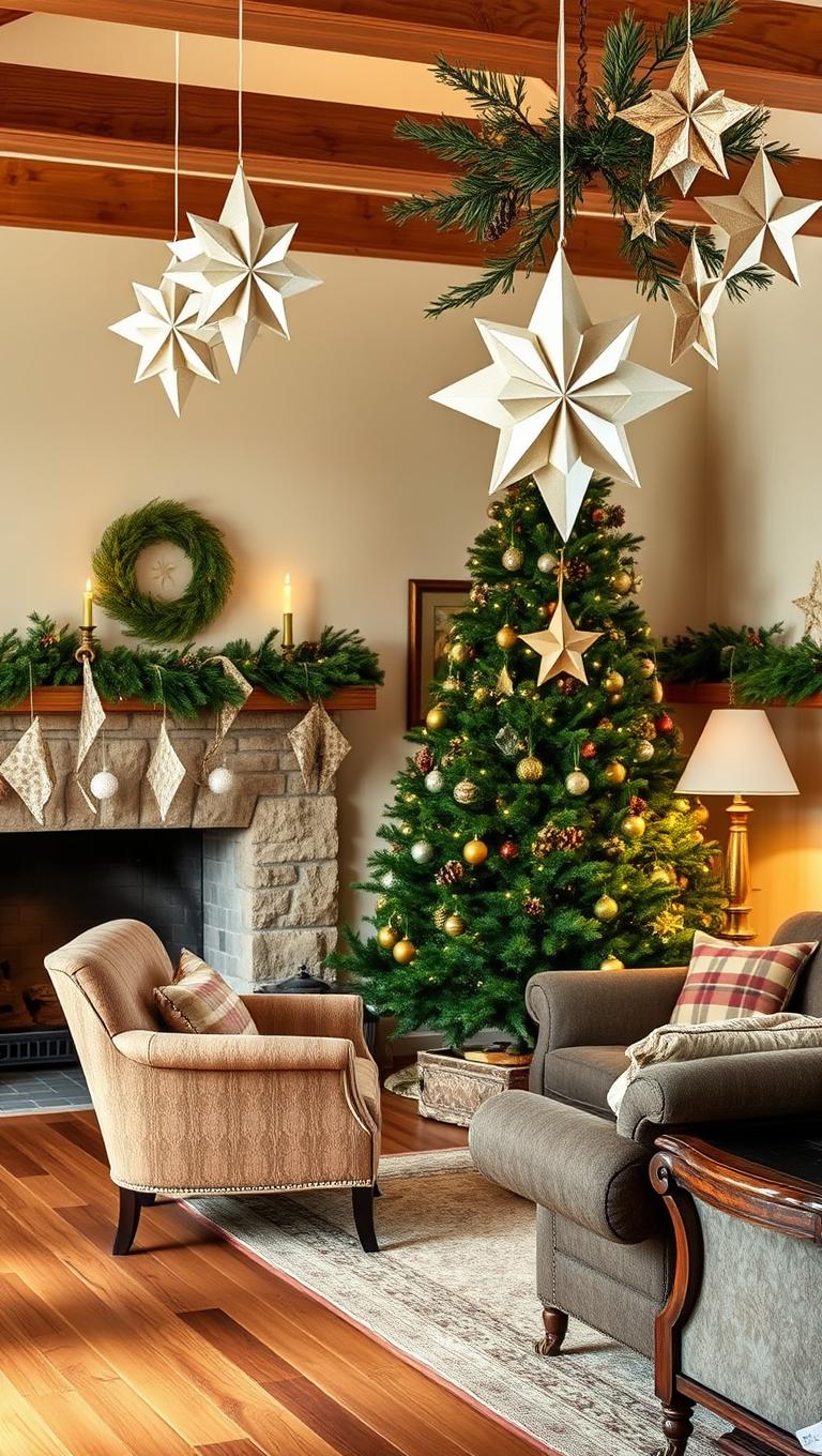 4. DIY Paper Star Ornaments for a Classic Look