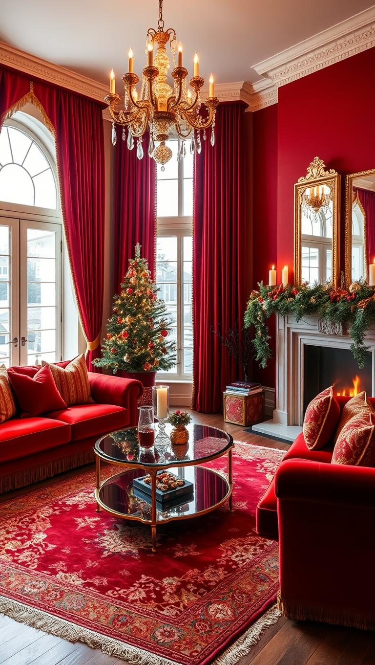 4. Red Velvet Drapes with Gold Tassels