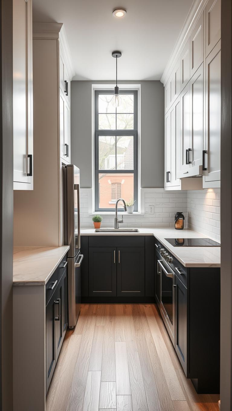 4.  Two tone cabinets to create depth and interest