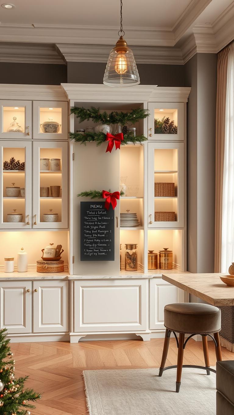45. Cupboard and pantry styling with a holiday cue