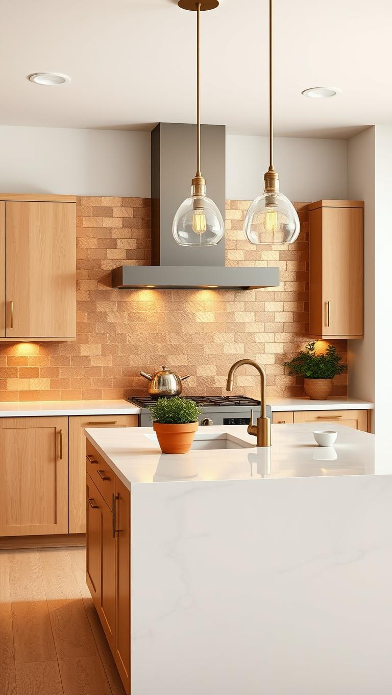 6. Copper or Brass Metal Tile Back Splash