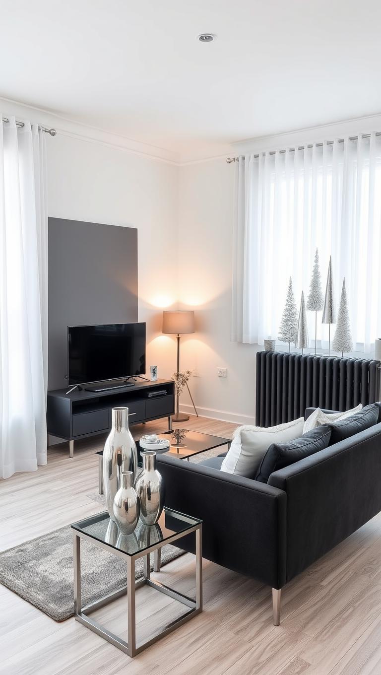 6. Monochrome Palette with Metallic Accents