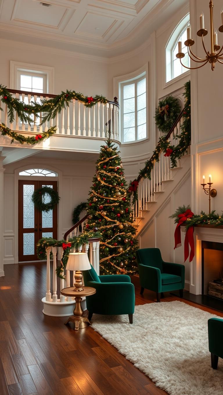 6. Sparkling Lights on Staircase Railing