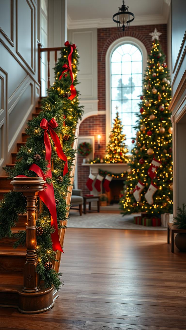 6. Staircase Garland with Lighting