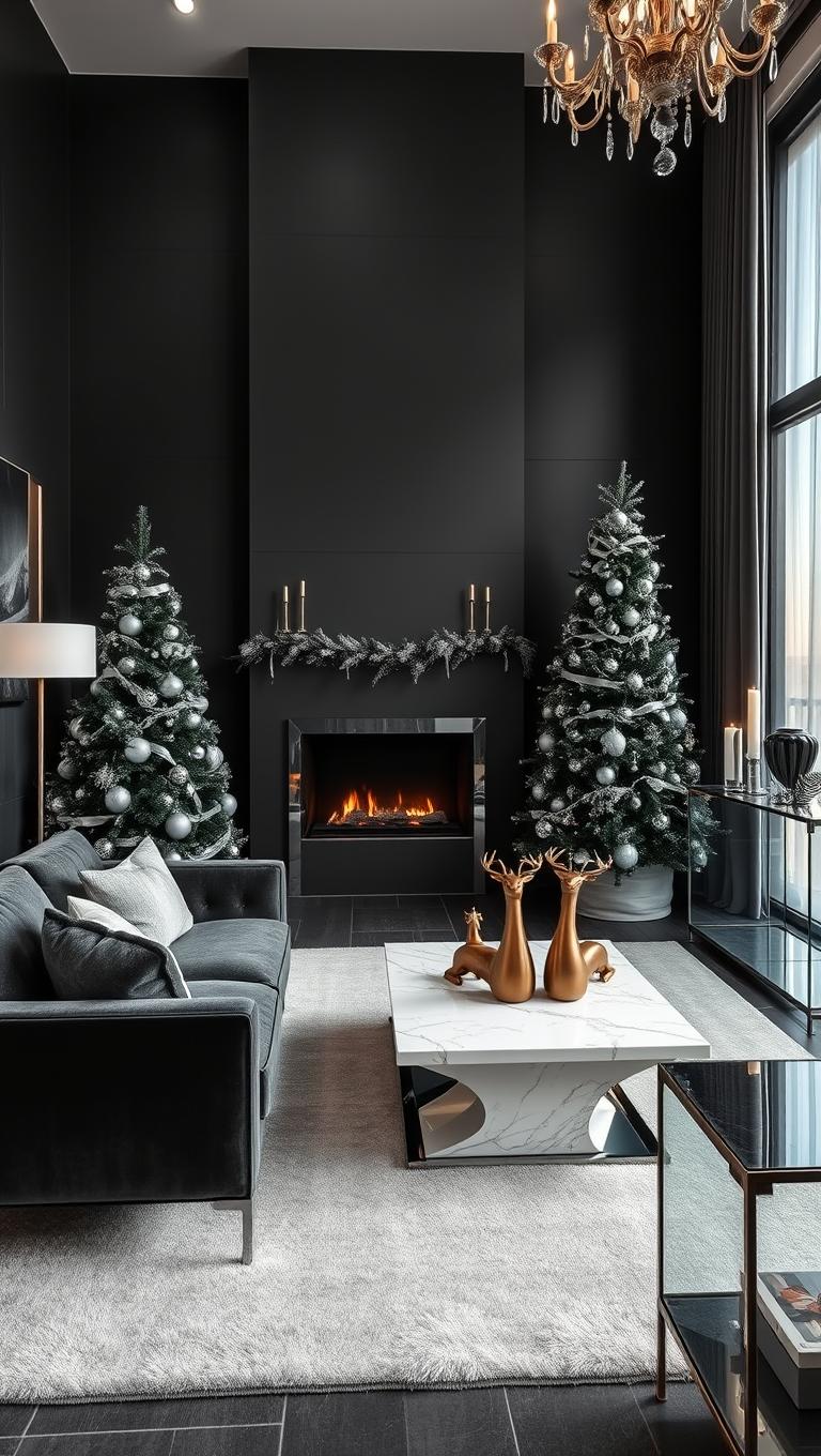 8. Monochrome Luxe with Metallic Accents