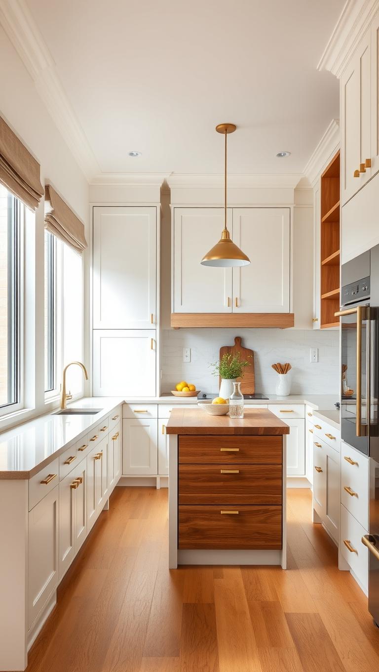 9. Ivory with Warm Wood Accents