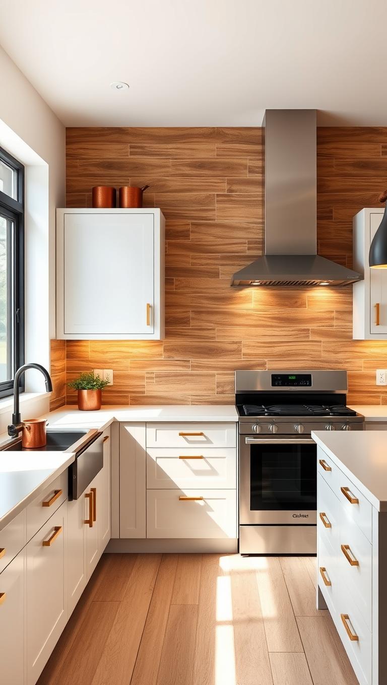 9. Wood Look Tile Back Splash