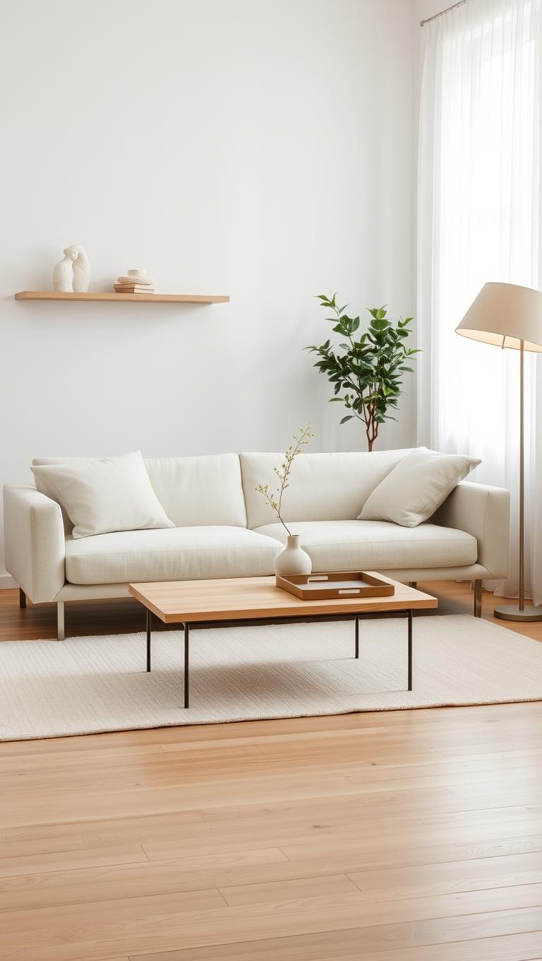 1. Minimalist Linen Sofa Setup