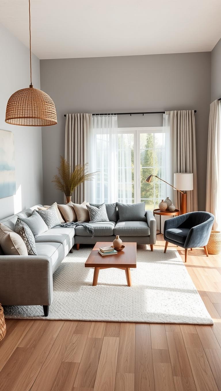 1. Soft Grey Walls with Textured Materials