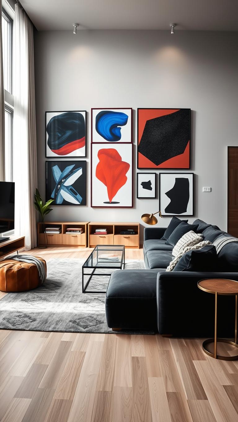 11. Grey with Bold Art and Gallery Walls