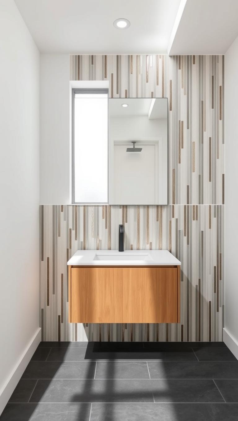 13. Backsplash Accents with Narrow Tile Strips