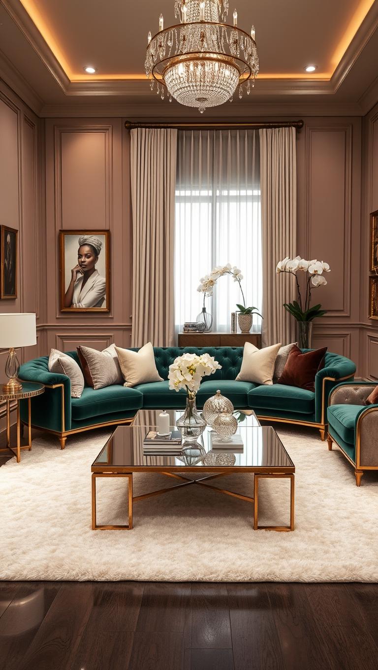 13. Brass Legged Sofa for Glam