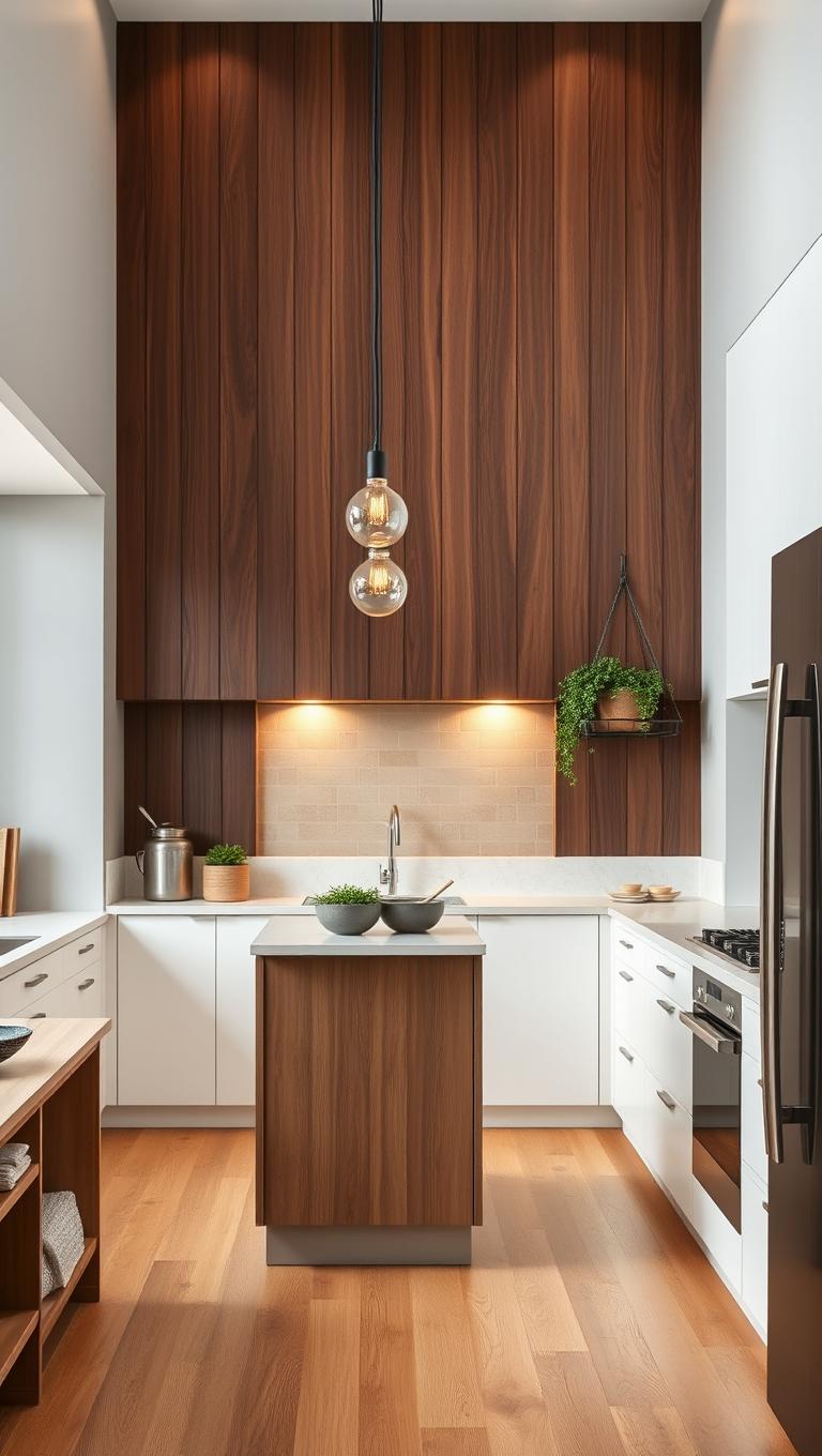 13. Rich Wood Panel Feature Wall