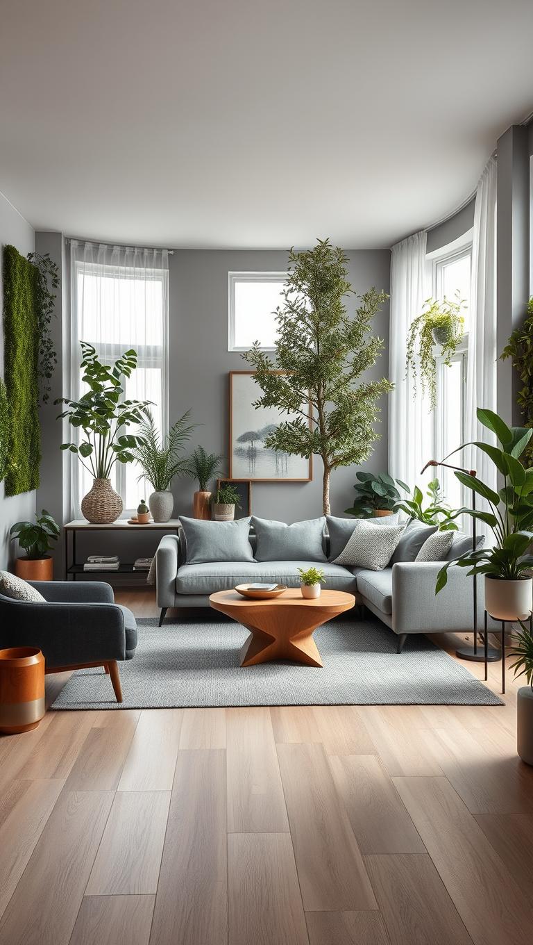 15. Biophilic Grey with Plants