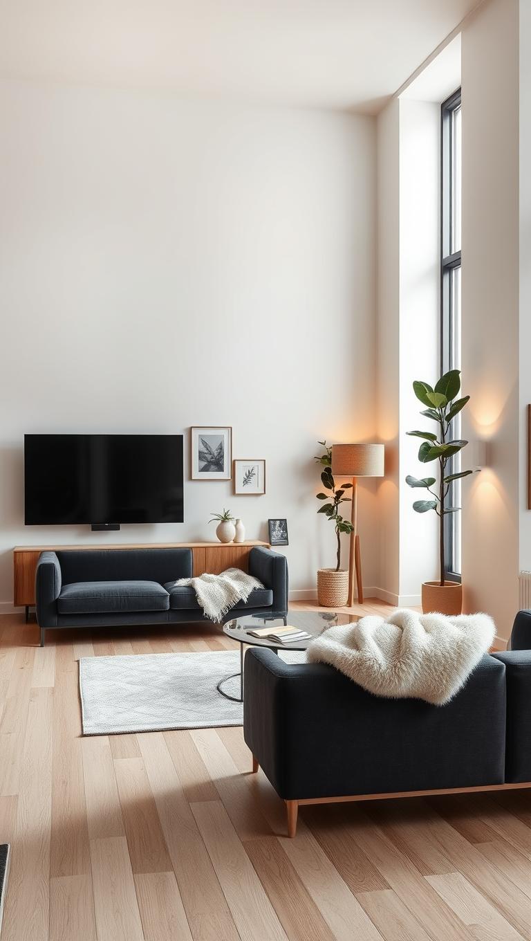 15. Dark Sofa Against Light Walls