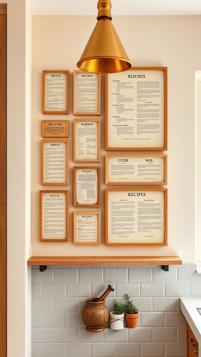 18. Framed Menus and Recipes