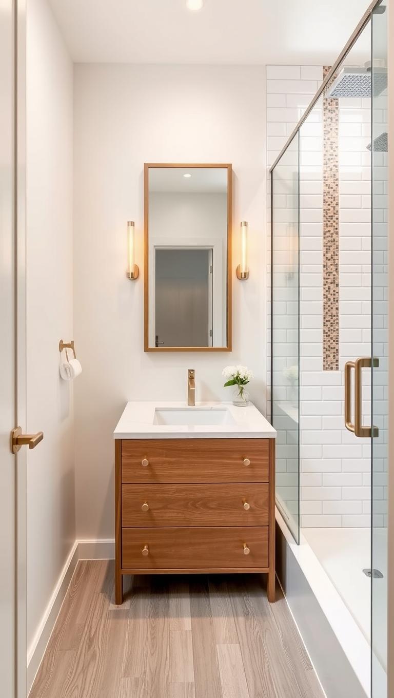 18. Narrow Footprint Vanity with Drawers