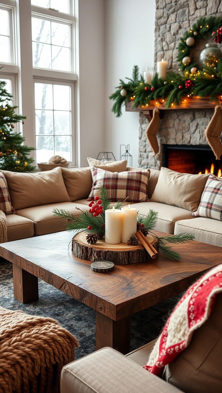 18. Rustic Wood Slice Centerpiece