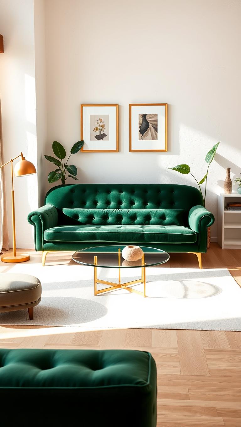 19. Green Velvet Sofa
