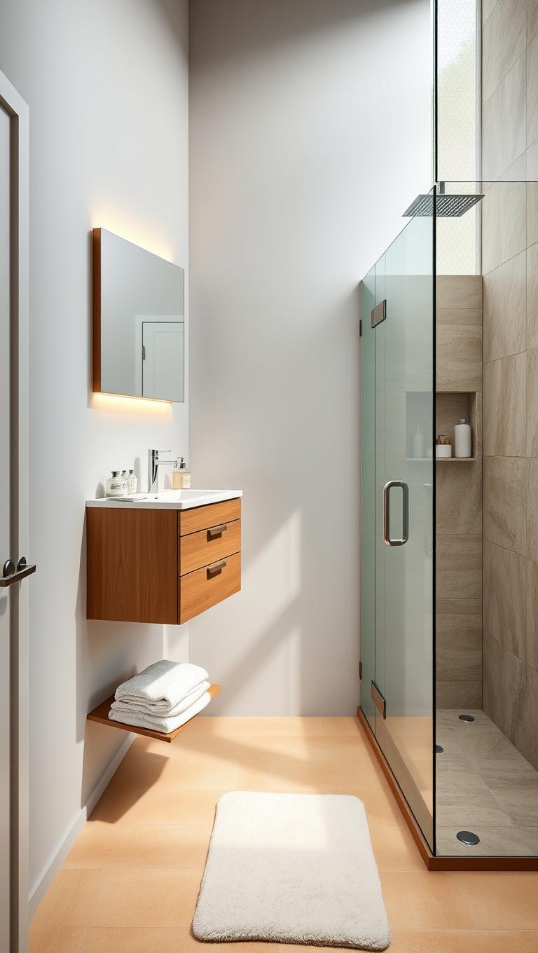 2. Wall Mounted Vanity with Integrated Storage
