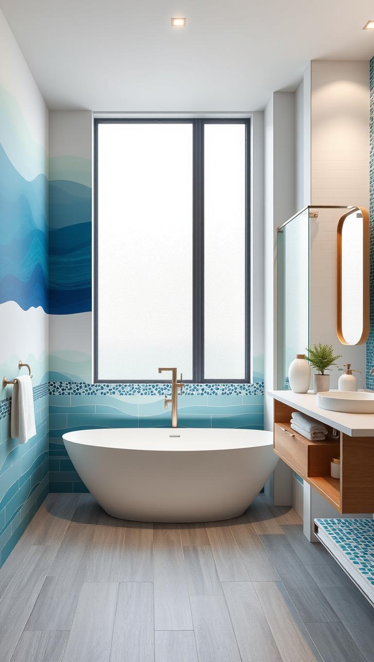 22. Oceanic Blue Tile Theme for a Spa Vibe