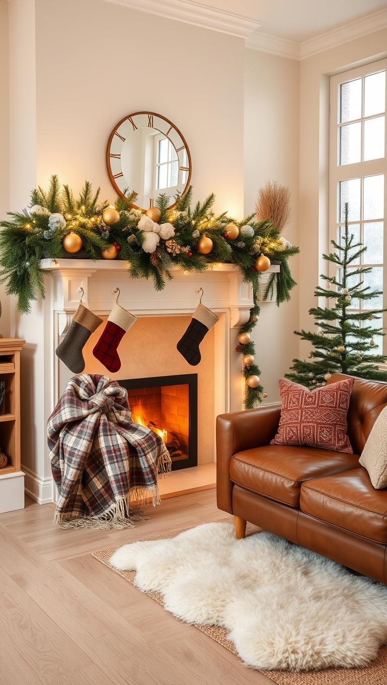 23. Warm White Bulbs on a Flocked Mantel