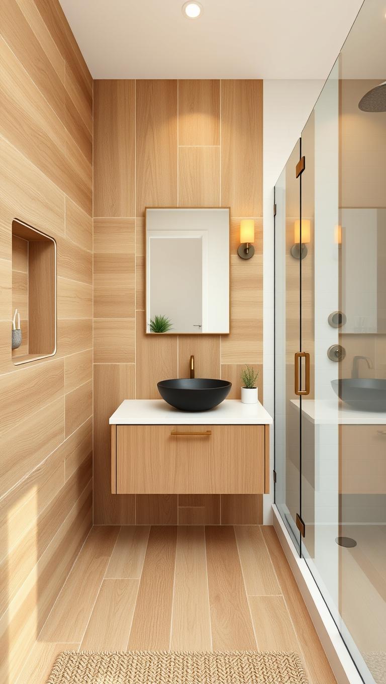 27. Warm Wood Look Tiles for Natural Warmth