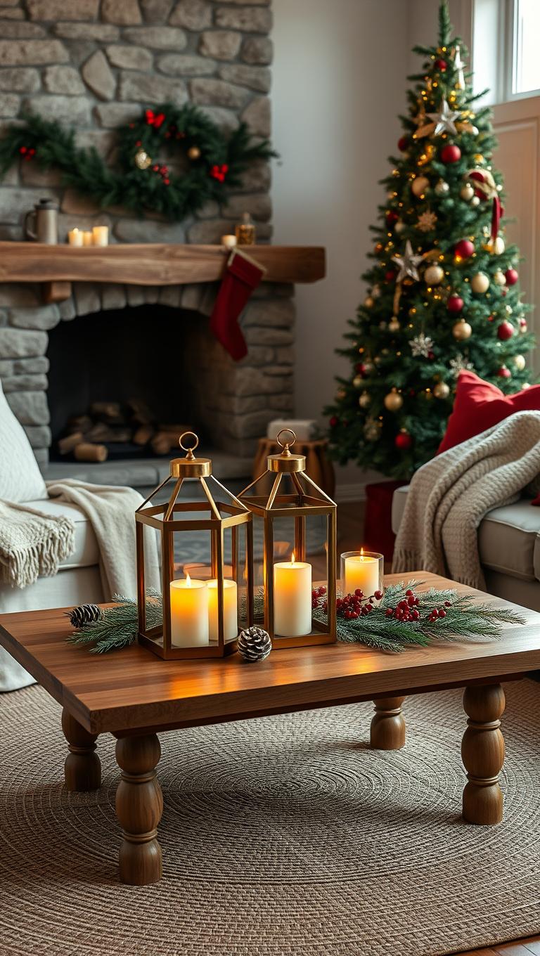 29. Candles in Lanterns on Coffee Table