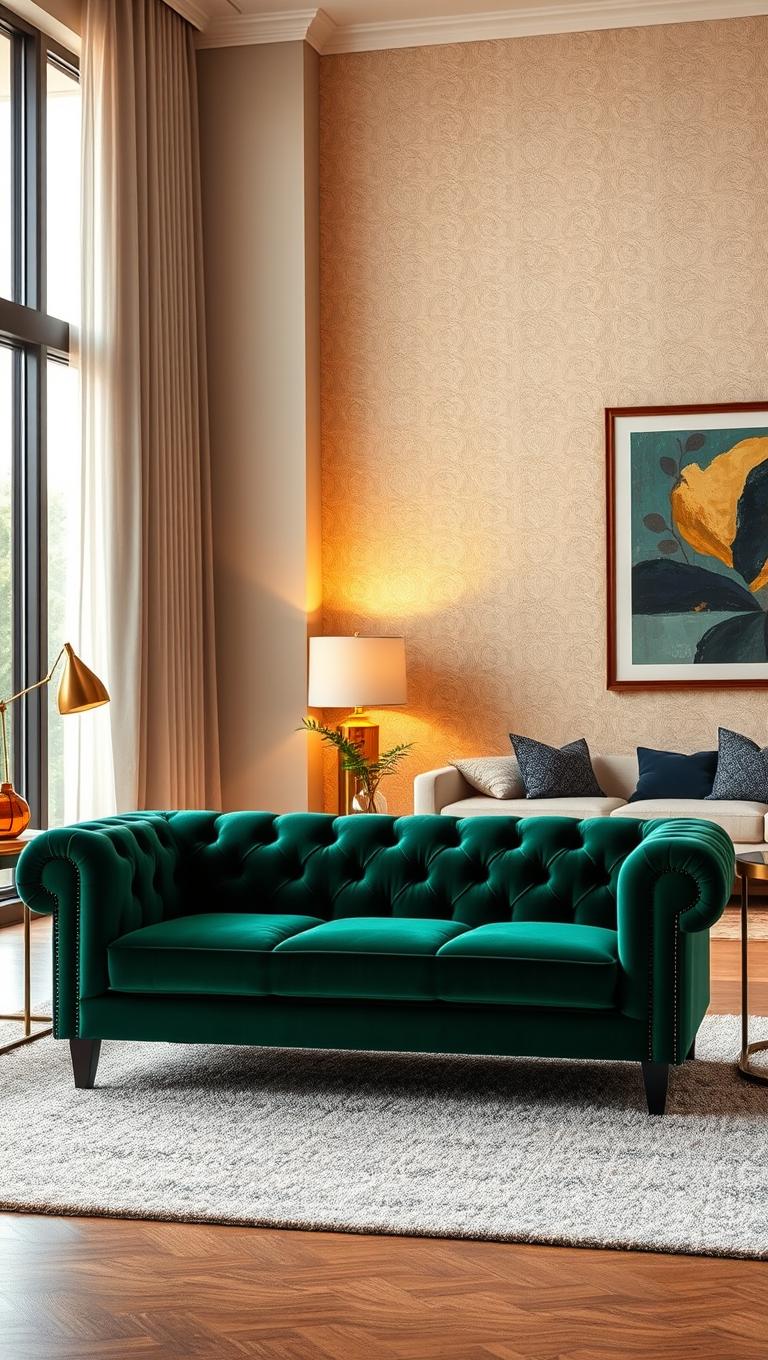 3. Velvet Tufted Sofa as a Focal Point