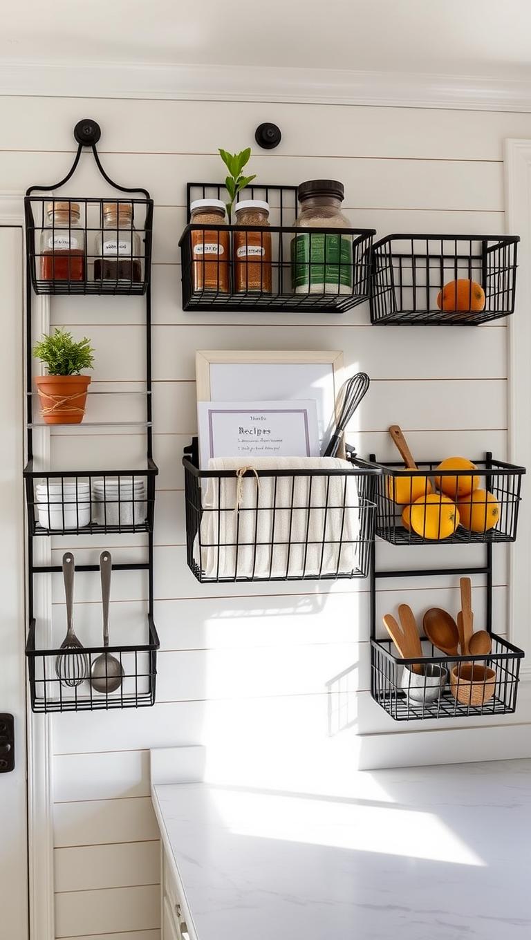31. Wire Basket Wall Organizer