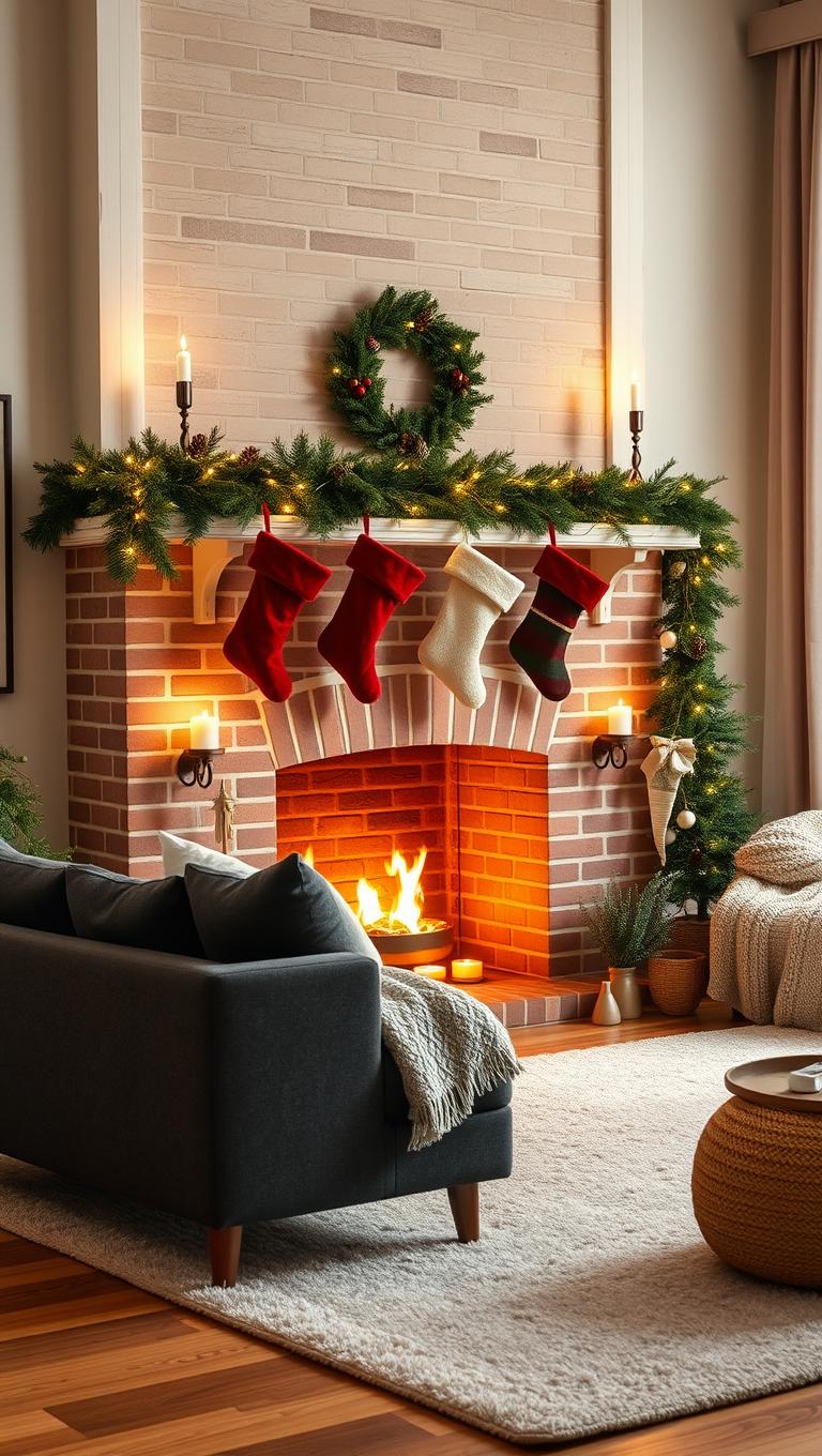 32. Stockings on Mantel with Simple Hangers